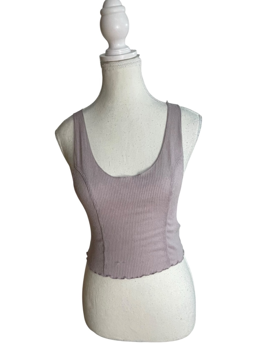 UO Out From Under Ribbed Knit Crop Tank Top Lilac Purple